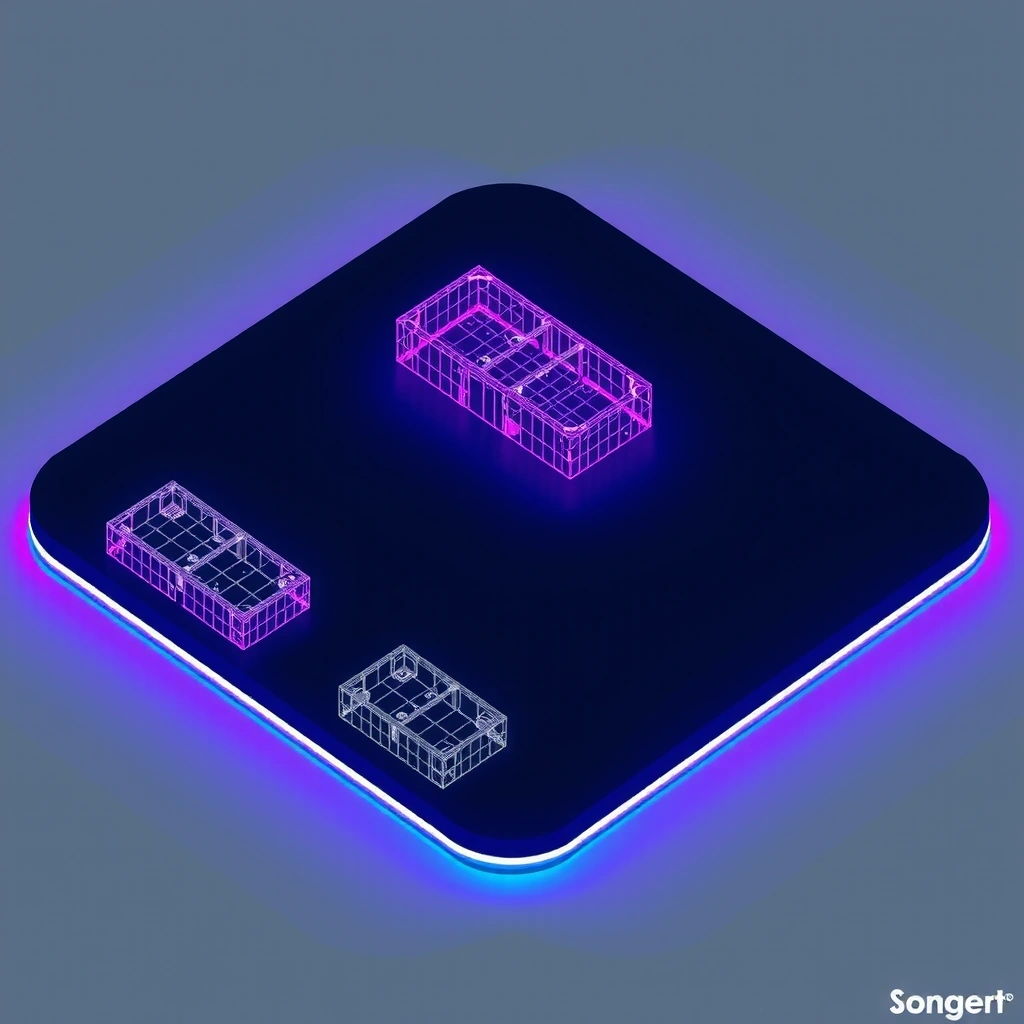 Neon Ledger wireframe visualization